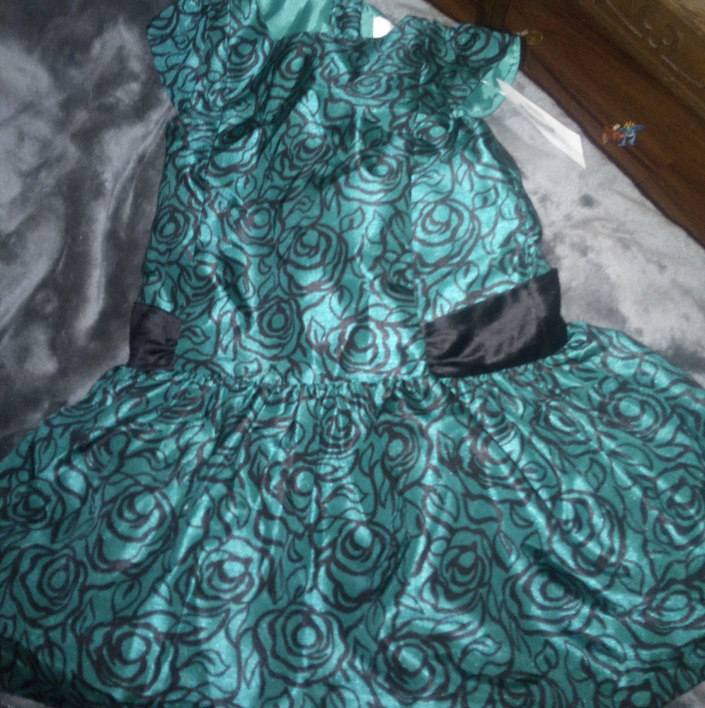 Gymboree formal dress teal black 3T NWT